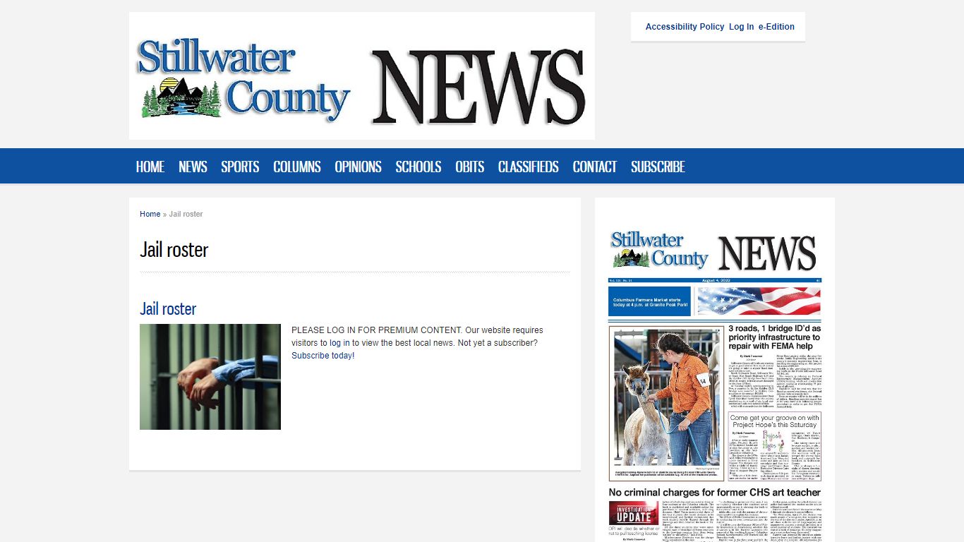 Jail roster | Stillwater County News